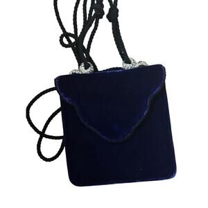 Vintage Purple Italian Velvet Clutch Classy Small Shoulder Bag 90s Glam Purse